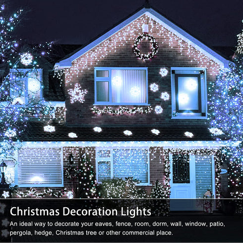 Hezbjiti Christmas Decorations Lights Outdoor, 400 LED 32.8 FT 8 Modes 75 Drops Fairy String Curtain Lights for Christmas Decor Eaves Window Party Yard Garden Indoor (Cold White)