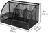 Flexzion Desk Organizer Office Supplies Accessories Desktop Tabletop Sorter Shelf Pencil Holder Caddy Set - Metal Mesh with Drawer and 6 Compartments (Black)