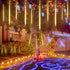 Warm White Meteor Shower Lights,10 Tubes 360 Led 50cm Waterproof Christmas Lights Outdoor, Plug-in Hanging Holiday Fairy String Lights Rain Drop Falling Lights for Xmas Rooftop Patio