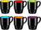 Ceramic Stacking Coffee Mug Tea Cup Dishwasher Safe Set of 6 - Large 18 Ounce, Matte Black