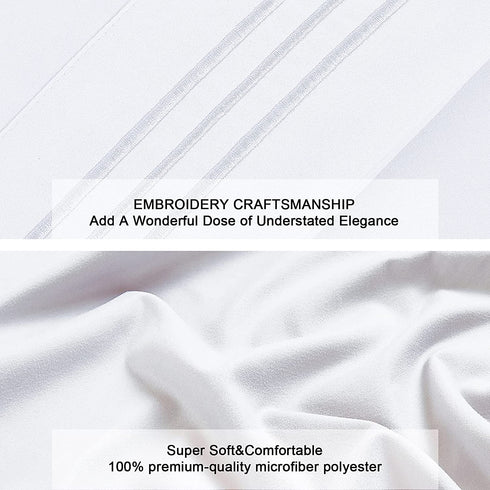 LUXSHEETS Bedding Bed Sheet Set 4 Piece Luxury Soft Breathable 100% Microfiber Polyester 1800 Series Premium Elasticized Deep Pockets, Wrinkle & Fade Resistant Bedding Set (White, Full)