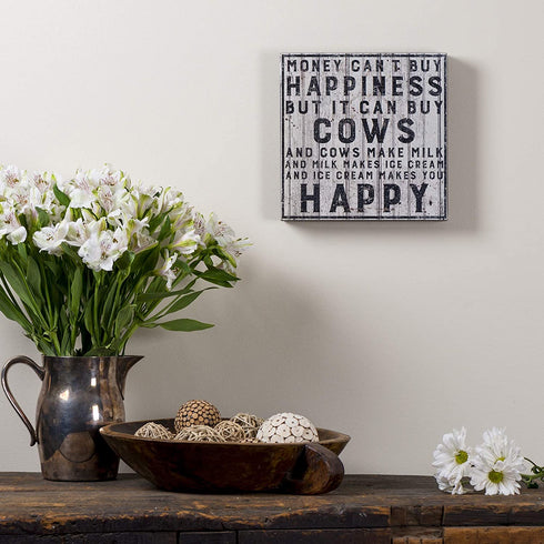 Primitives by Kathy Farmhouse Style Box Sign, 10" Square, Buy Cows