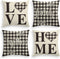 AVOIN Family Saying Buffalo Plaid Throw Pillow Cover, 18 x 18 Inch Holiday Love Home Easter Day Fall Cushion Case for Sofa Couch Set of 4