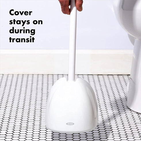 OXO Good Grips Toilet Plunger with Cover, White