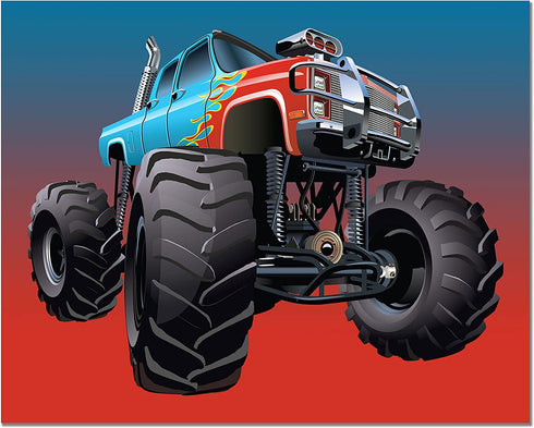 Monster Truck Poster Prints - Set of 6 (8 inches x 10 inches) Photos - Kids Wall Art Decor