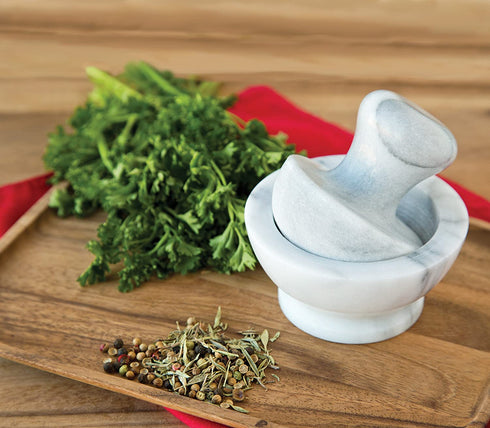 Fox Run Marble Mortar and Pestle, White