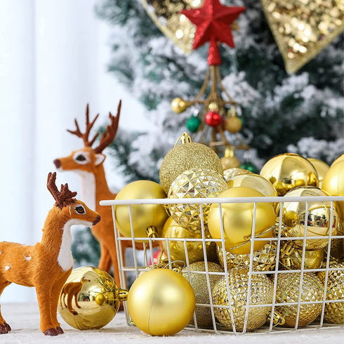 2.36" Christmas Ball Ornaments - 36Pcs Shatterproof Christmas Tree Decorations with Hanging Loop for Xmas Holiday Party Decor (Gold)