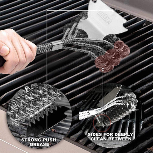 Grill Brush and Scraper Bristle Free Safe BBQ Brush for Grill 18'' Stainless Grill Grate Cleaner - Safe Grill Accessories for Porcelain/Weber Gas/Charcoal Grill Gifts for Grill Wizard