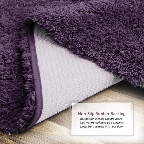 Clara Clark Bathroom Rugs, Ultra Soft Plush Shaggy Bath Rugs, Bath Mats for Bathroom, Machine Wash, Non Slip Backing Rubber, 32 x 48 Inches, Eggplant