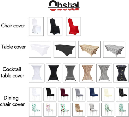 Obstal 5ft Stretch Spandex Table Cover for Standard Folding Tables - Universal Rectangular Fitted Tablecloth Protector for Wedding, Banquet and Party