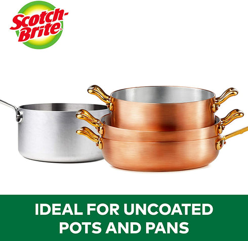 Scotch-Brite Stainless Steel Scrubbers, Ideal for Uncoated Cookware, 16 Scrubbers