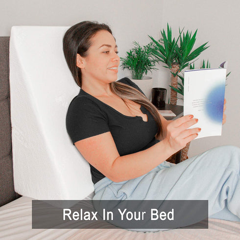 Bed Buddy Memory Foam Wedge Pillow with Memory Foam Pillow Cover - Cooling Triangle Pillow Wedge for Back Support, Comfortable Sleeping, Reading and Post-Surgery Recovery, 10", White