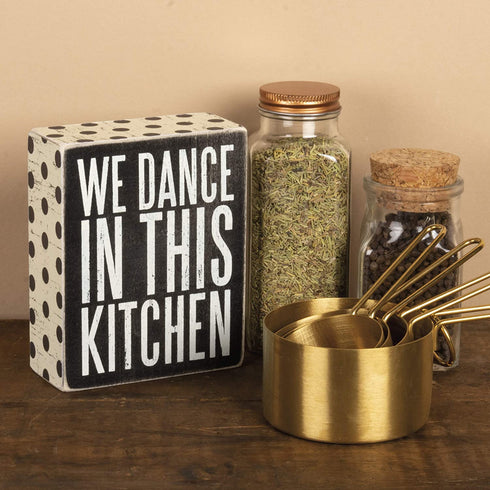 Primitives by Kathy 25192 Polka Dot Trimmed Box Sign, 4" x 5", In This Kitchen