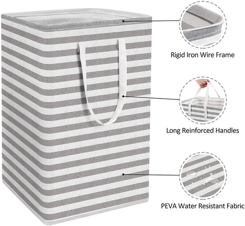 WISELIFE 2-Pack Laundry Hamper 75L Collapsible Large Laundry Baskets with Easy Carry Handles Freestanding Waterproof Clothes Hamper Storage Basket for Toys Clothes Organizer - 24.4" (H), Grey