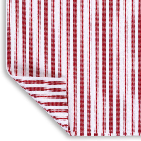 Cackleberry Home Red and White Ticking Stripe Woven Cotton Table Runner Reversible 14 x 108 Inches