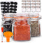 Spice Jars - 12 Airtight Flip Top Bottles with 40 Labels & Chalkboard Pen - Complete Set of 3.4 Ounce Square Empty Spice Bottles with Funnel | Kitchen Spice Organizer Clear Glass Jars