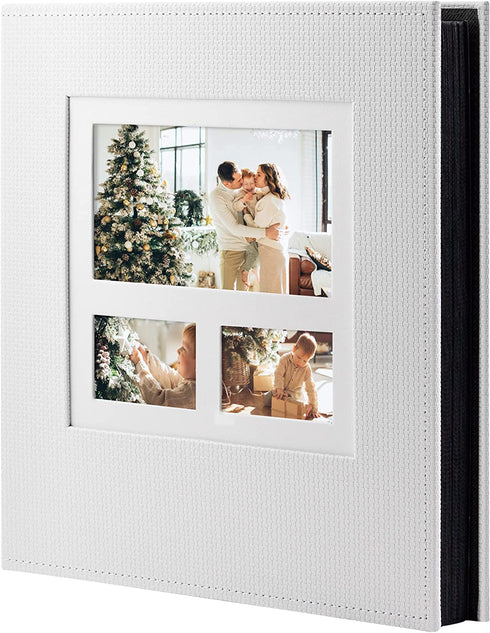 Golden State Art, Photo Album for 600 4x6 Photos Leather Cover Extra Large Capacity for Family Wedding Anniversary Baby Vacation (White)