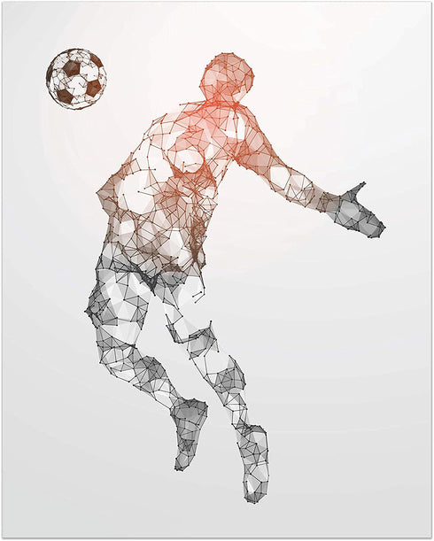 Soccer Geometric Wall Art Prints - Particle Silhouette Set of 4 (8x10) Poster Photos - Man Cave- Bedroom Decor