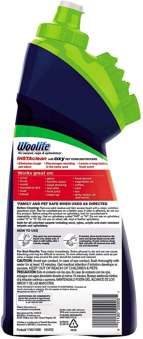 Woolite InstaClean Pet with Brush Head Cleaner, 1740, 18 fl. oz