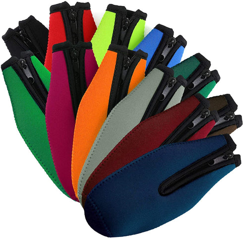 Beer Bottle Insulator Sleeve Different Color. Zip-up Bottle Jackets. Keeps Beer Cold and Hands Warm. Classic Extra Thick Neoprene with Stitched Fabric Edges, Enclosed Bottom, Perfect Fit (Pack-of-12)