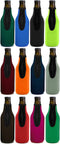 Beer Bottle Insulator Sleeve Different Color. Zip-up Bottle Jackets. Keeps Beer Cold and Hands Warm. Classic Extra Thick Neoprene with Stitched Fabric Edges, Enclosed Bottom, Perfect Fit (Pack-of-12)