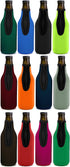Beer Bottle Insulator Sleeve Different Color. Zip-up Bottle Jackets. Keeps Beer Cold and Hands Warm. Classic Extra Thick Neoprene with Stitched Fabric Edges, Enclosed Bottom, Perfect Fit (Pack-of-12)