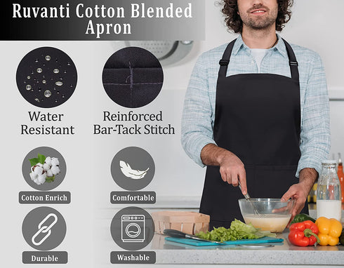 Cotton Blended Extra Large XXL Aprons for Women / Men with 2 Pockets for Cooking, Kitchen, Barber, Gardening, BBQ, Chef Apron