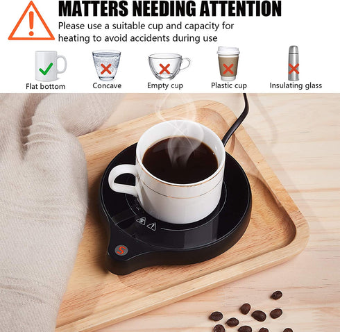 New Coffee Mug Warmer and Office Warmer, Electric Beverage Warmer with 5 Temperature Settings, Coffee Warmer for Cocoa Milk Milk, Auto On/Off Gravity-induction Mug Warmer for Office Desk Use