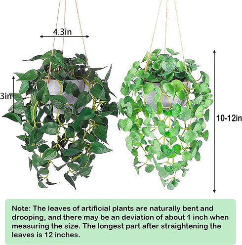 Cocoboo 2 Pack Artificial Hanging Plants Decor,Fake Hanging Plants with Potted Greenery Vine for Wall Indoor Outdoor Decoration
