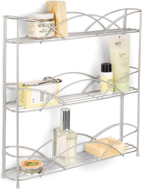 Freestanding Countertop or Wall Mount 3-Tier Spice Rack Organizer for Storing Bottles of Spices, Sauce, Dressing, Condiments, Vitamins & More, Great for Kitchen, Cupboards, Cabinet, Pantry, Silver