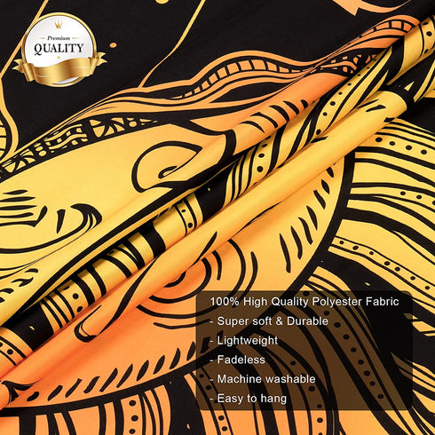Sun and Moon Tapestry Stars Tapestry Black and Gold Wall Tapestry Psychedelic Moon Tapestry Trippy Celestial Tapestry Wall Hanging for Room (51.2 — 59.1 inches)