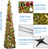 Artificial Christmas Tree,5ft Pop Up Pencil Tinsel Trees for Home Decorations Indoor Holiday Party WOKEISE(Colourful Gold)