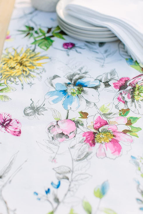 Benson Mills Indoor Outdoor Spillproof Fabric Tablecloth for Spring/Summer/Party/Picnic (Blooming Floral, 60" X 84" Rectangular)
