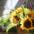 XD MEXL Artificial Sunflowers Arrangement Bouquet, Large Fake Summer Silk Sunflower Artificial, 7 Flowers Per Bunch for Home and Wedding Decoration