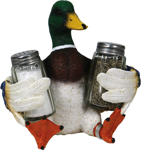 River's Edge Products Salt and Pepper Shakers, Mallard Duck, Poly Resin and Glass Matching Set