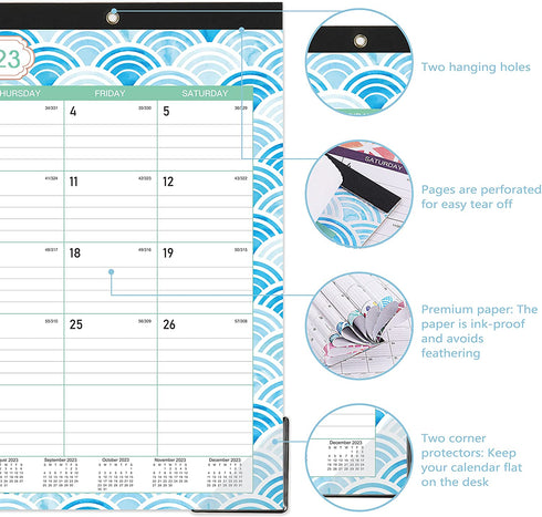 2022-2023 Desk Calendar - 18 Months Large Monthly Page Desk Calendar 2022-2023, Jul 2022 - Dec 2023, 17" x 12", Large Ruled Blocks, Tear Off, Best Desk/Wall Calendar for Planning and Organizing