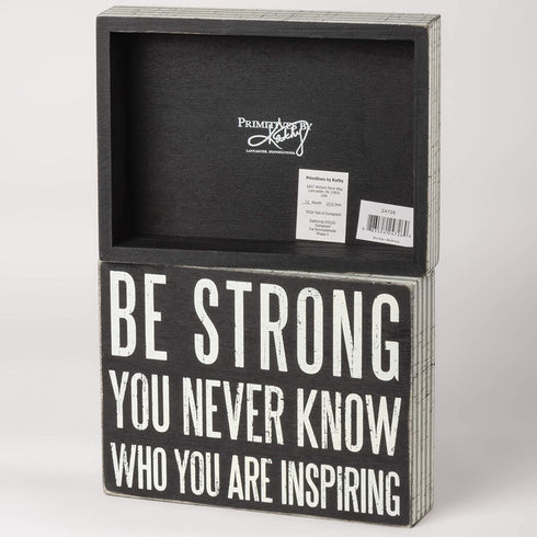 Primitives by Kathy Pinstripe Trimmed Box Sign, 8 x 6-Inches, Be Strong