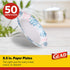 Glad Round Disposable Paper Plates for All Occasions | Soak Proof, Cut Proof, Microwaveable Heavy Duty Disposable Plates | 8.5" Diameter, 50 Count Bulk Paper Plates, Pink Hydrangea | Glad Paper Plates