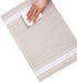 BIOINLIVING Placemats Set of 4 for Dining Table Washable Square Vinyl Placemat Non-Slip Heat Resistant Kitchen Striped Table Mats Easy to Clean 18 x 12 Inch, Beige