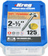 Kreg SML-C250-125 Pocket Screws, 2-1/2" #8 Coarse-Thread, Washer-Head (125 Count)