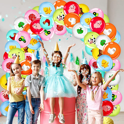 36 Pieces 12 Inch Farm Animal Balloons, Pig Cow Sheep Latex Balloons Tractor Barnyard Animal Farmhouse Party Decoration for Kids Baby Shower Farm Animal Themed Birthday Party Favors Indoor Outdoor