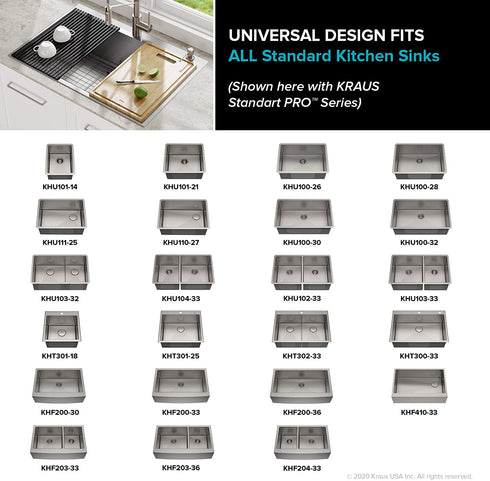 Kraus KRM-10DG Kore Multipurpose Over-Sink Roll-Up Dish Drying Rack, Dark Gray