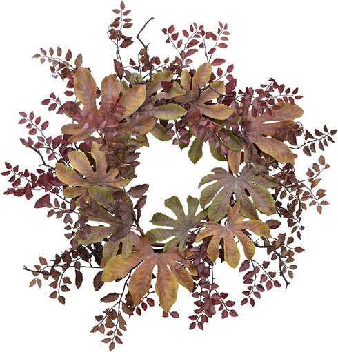 Cloris Art Fall Wreath for Front Door, 22-24 Inch Artificial Aralia Leaves Wreaths for Farmhouse Home Office Wedding Party Wall Decor