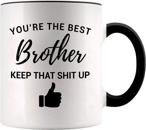 YouNique Designs Funny Brother Mug, 11 Ounces, Brother Gifts from Sister and Brother (Black Handle)