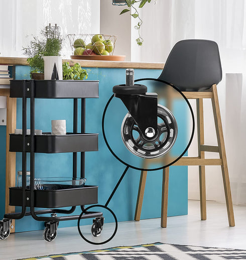 Slipstick CB690 Floor Protecting Rubber Office Chair Caster Wheels (Set ff 5), Roller Style, Universal 7/16" Stem, 3" Black Castors
