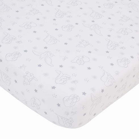 Disney Dumbo - Shine Bright Little Star Gray & White Fitted Crib Sheet, Grey, White