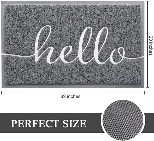 BeneathYourFeet Door Mat, Durable Welcome Mat Low Profile Floor Mat Front Doormat Indoor and Outdoor Doormat Non Slip Rugs for Entryway, Patio, High Traffic Areas (32"x20", Grey)