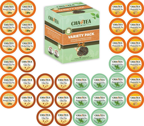 Cha4TEA 36-Count Herbal Tea Pods for Keurig K-Cup Brewer (Peppermint, Herbal Chai and Camomile, Chai Black Tea)