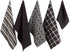 DII Assorted Woven Kitchen Set, Dishtowel, 18x28; Dishcloth, 13x13, Black, 5 Piece