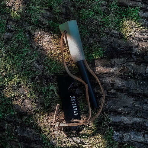 KonvoySG Premium Magnesium Traditional Ferrocium Rod Firesteel - Includes Hemp Cord Tinder Superior Wooden Handle/Grip Leather Lanyard - Essential Fire Starter Camping Survival Kit